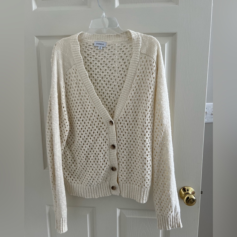 Evereve Cream Button-Up Cardigan XL